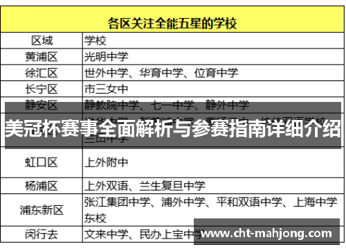 美冠杯赛事全面解析与参赛指南详细介绍